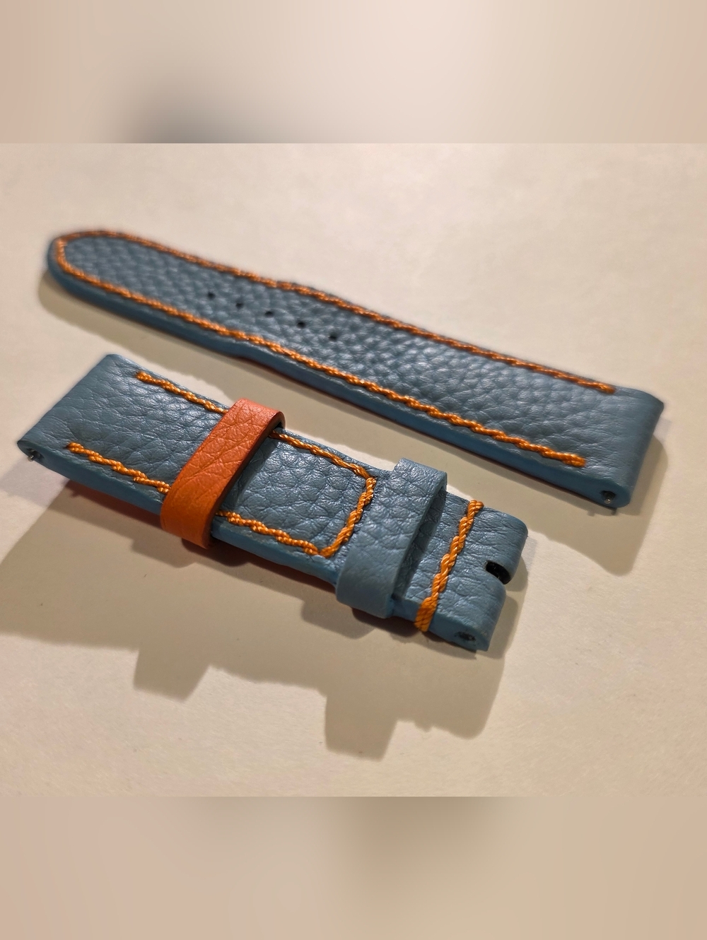 Blue Leather Watch Strap - Picture 3 of 6